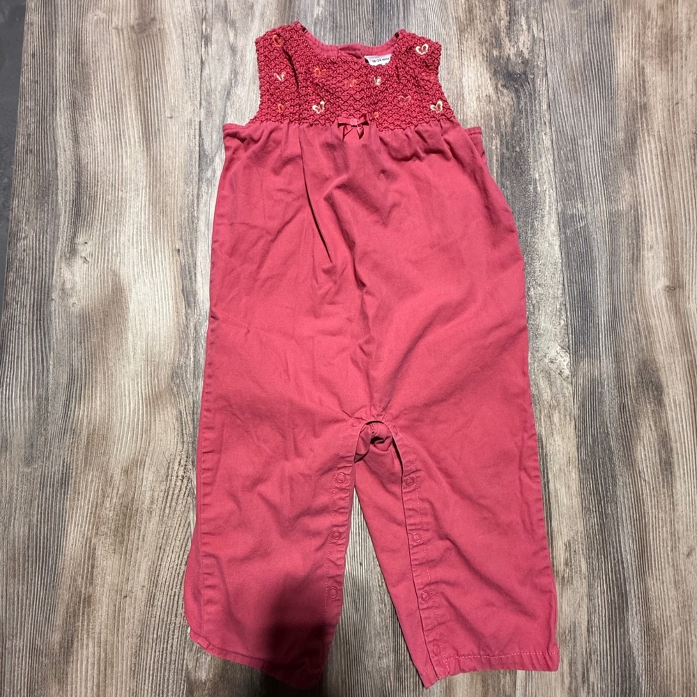 Y2K Gymboree Smocked Jumpsuit Pink Cotton Butterfly Whimsical